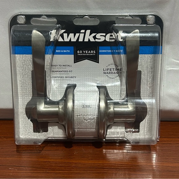 New KWIKSET Balboa Satin Nickel Bed and Bath Door Handle Set Door Lock NIB - Picture 1 of 9